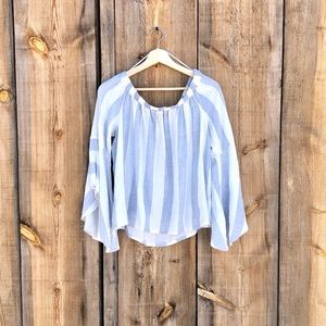 Shyanne Striped Blue White Top Sz Large
